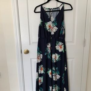 NavyBlue Floral Halter Maxi Dress SizeL Never Worn